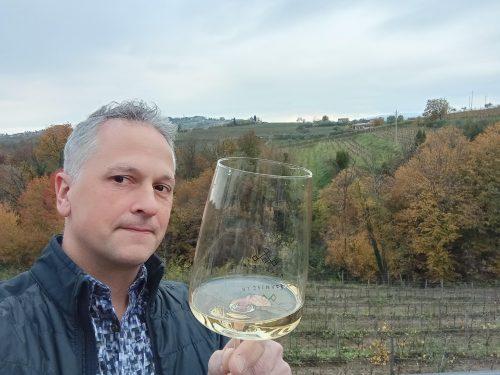 the author sipping in Collio